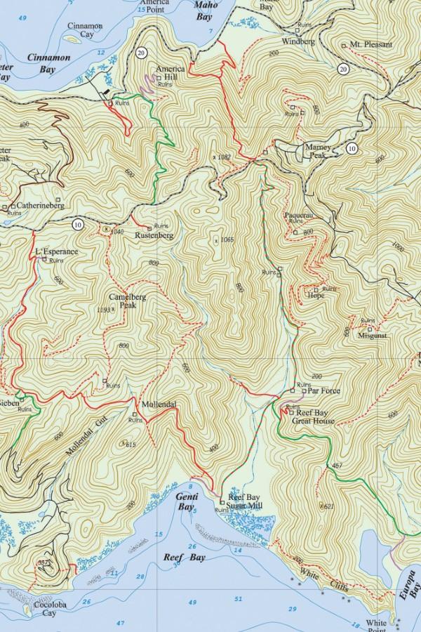 reef bay trail map