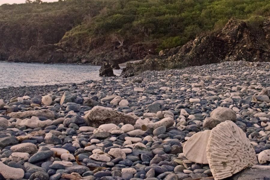 blue cobblestone beach